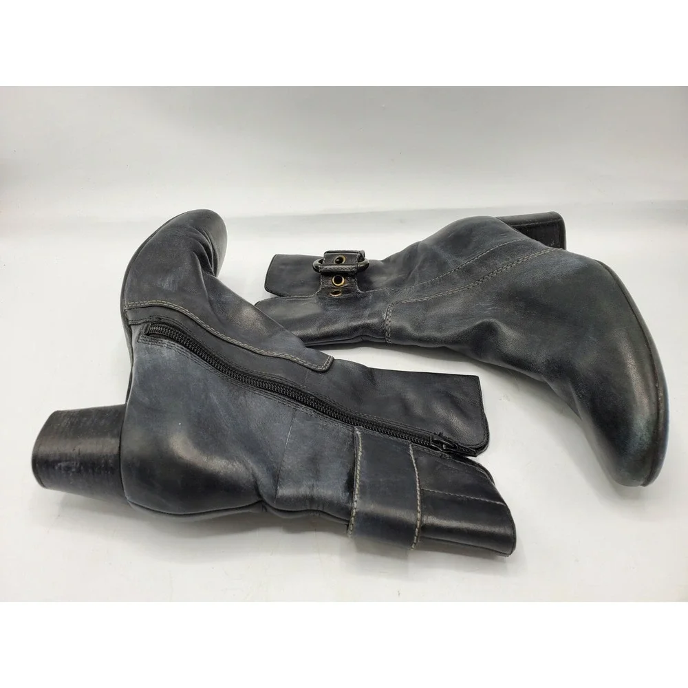 ECCO Women's Ankle Boots Black Leather Heel Booties Sz 8.5 / 39‎